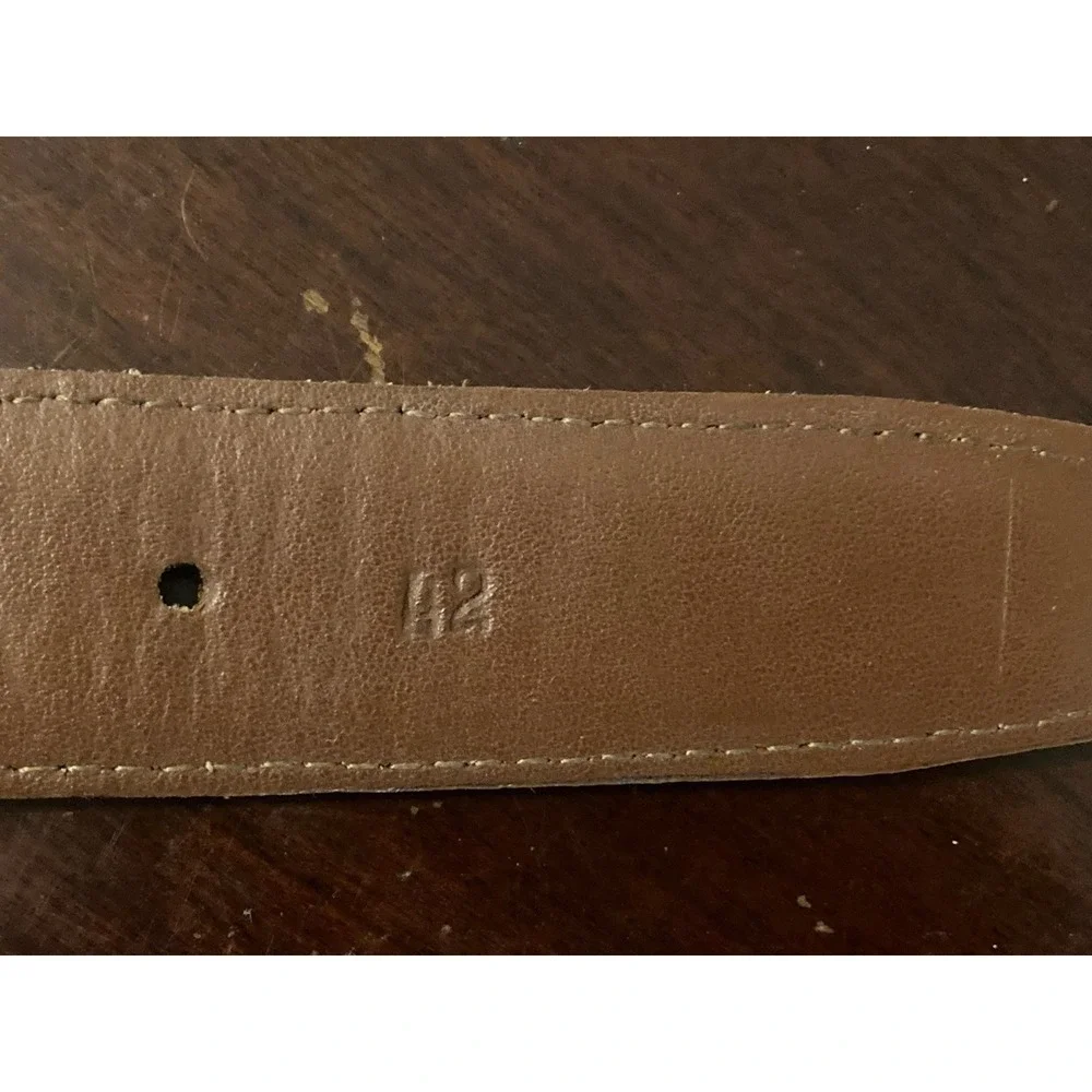 Torino Leather Woven Belt Size 42 Ivory Stretch Braid Silver Brass‎ Buckle USA
